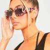 Clearance Hazel Brown Tortoise Shell Square Frame Sunglasses Women Sunglasses