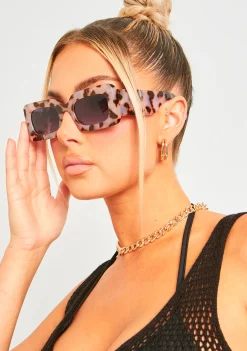 Clearance Hazel Brown Tortoise Shell Square Frame Sunglasses Women Sunglasses