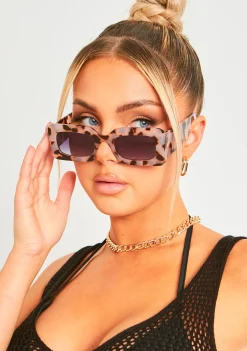 Clearance Hazel Brown Tortoise Shell Square Frame Sunglasses Women Sunglasses