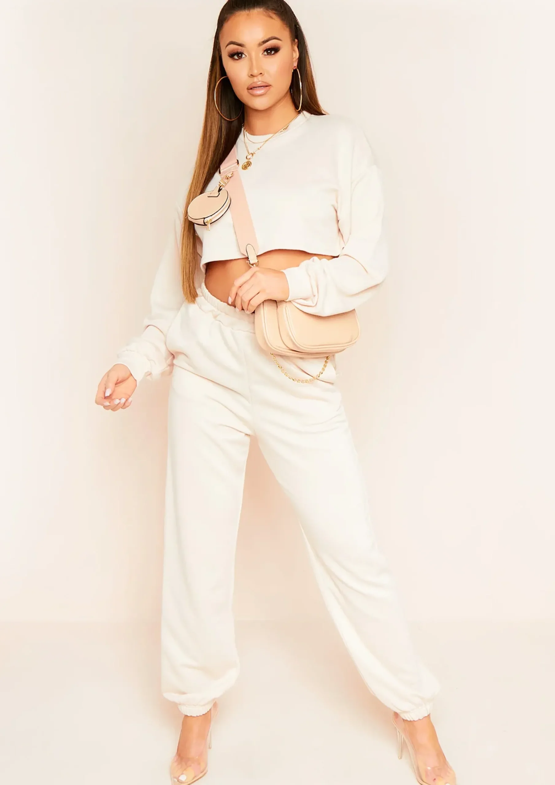 Cheap Hedda Stone Cropped Loopback Sweatshirt Women Tracksuits