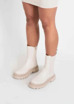 Online Heidi Beige Chunky Track Sole Ankle Boots Women Boots
