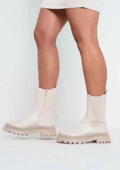 Online Heidi Beige Chunky Track Sole Ankle Boots Women Boots
