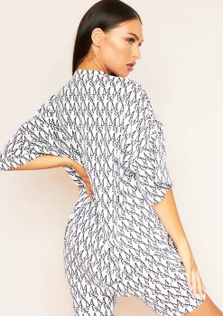 Heidi White Missy Print Branded Oversized T-Shirt^Missy Empire New