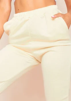 Cheap Hilma Cream Casual Loopback Joggers Women Loungewear