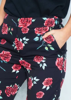Clearance Hollie Black Floral Cigarette Trousers Women Trousers
