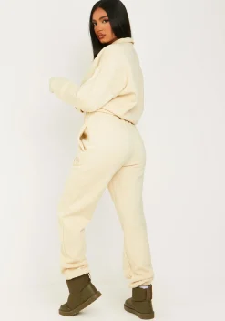 Clearance Holly Cream Missy Girl Embroidered 90's Cuffed Jogger Women Tracksuits