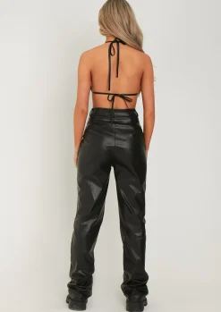 Best Hunter Black Studded Pu Trousers Women Trousers