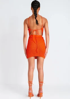 Immy Orange Knitted Mini Skirt^Missy Empire Cheap