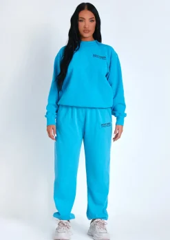 Hot Imogen Blue Text Oversized Joggers Women Tracksuits