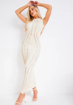 Cheap Imogen Cream Knitted Corset Maxi Chain Dress Women Dresses