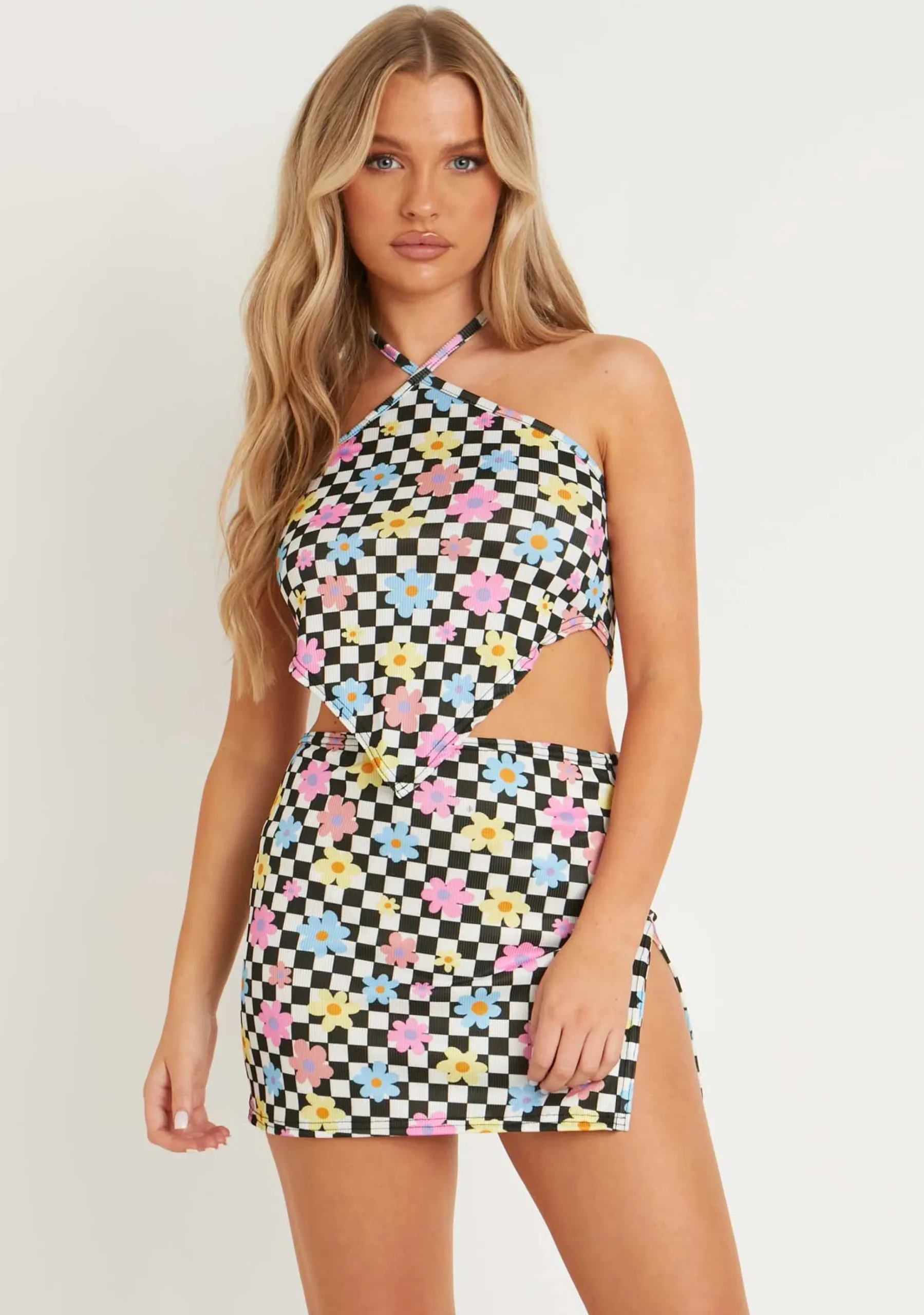 Indiyah Multi Printed Rib Pointed Hem Top^Missy Empire Best Sale
