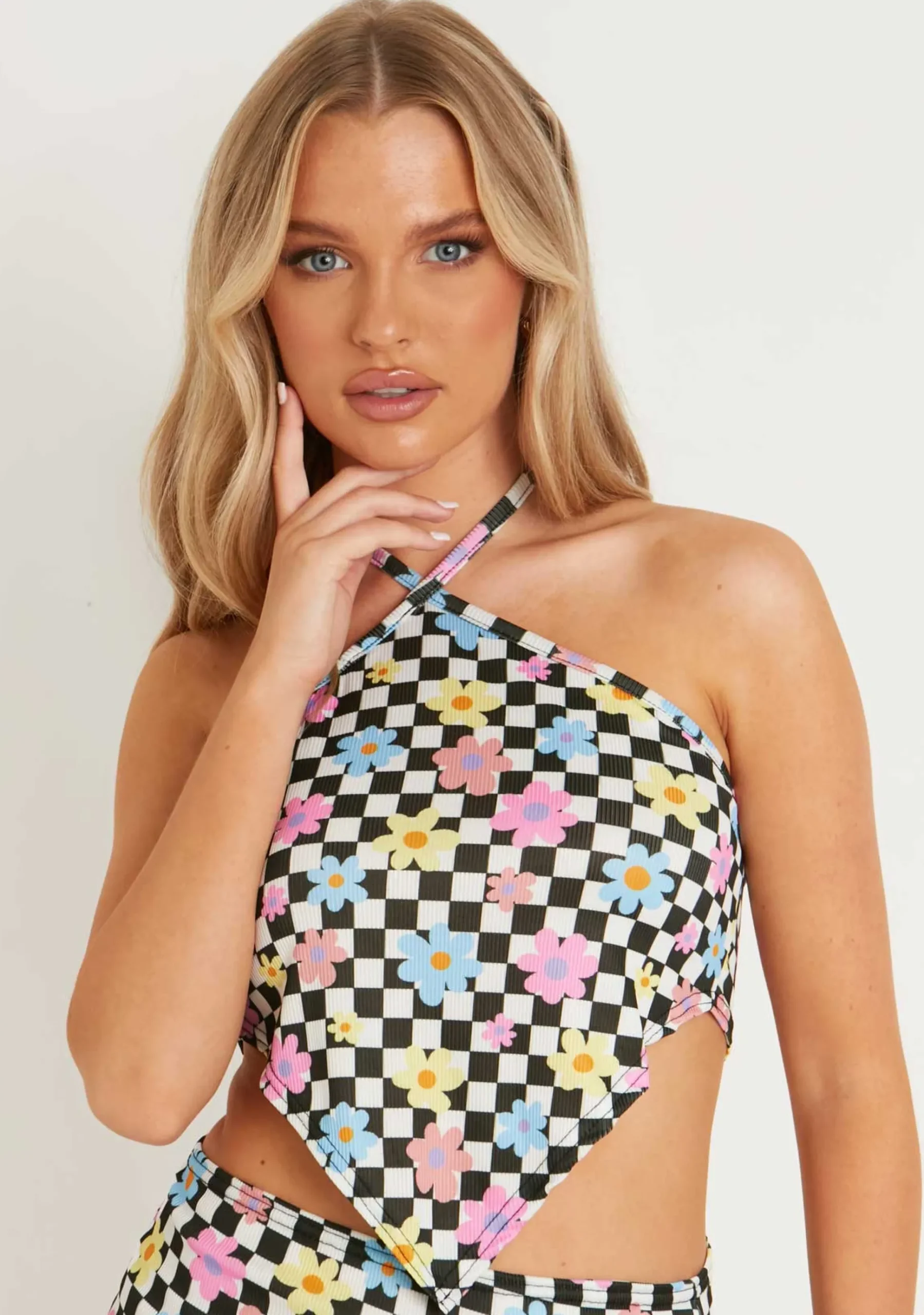 Indiyah Multi Printed Rib Pointed Hem Top^Missy Empire Best Sale