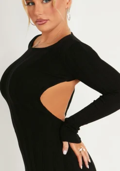 Outlet Iona Black Knitted Backless Mini Dress Women Dresses