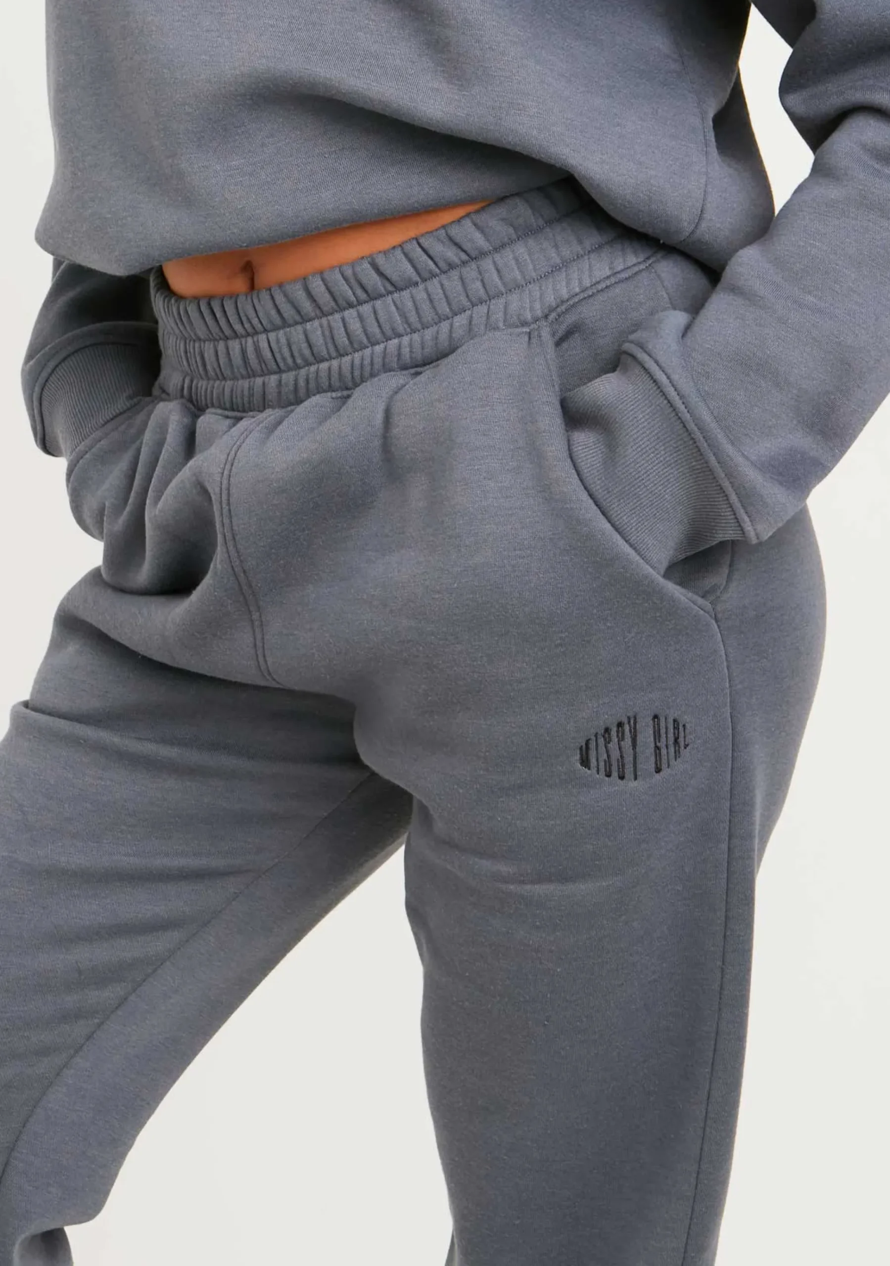 Flash Sale Issy Charcoal Missy Girl Embroidered 90's Cuffed Jogger Women Tracksuits