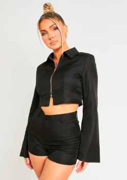 Ivanna Black Zip Through Tailored Jacket^Missy Empire Best Sale