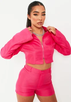 Ivanna Pink Zip Through Tailored Jacket^Missy Empire Best