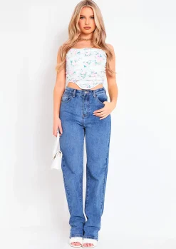 Ivy Blue Mid Wash Straight Leg Jeans^Missy Empire Sale