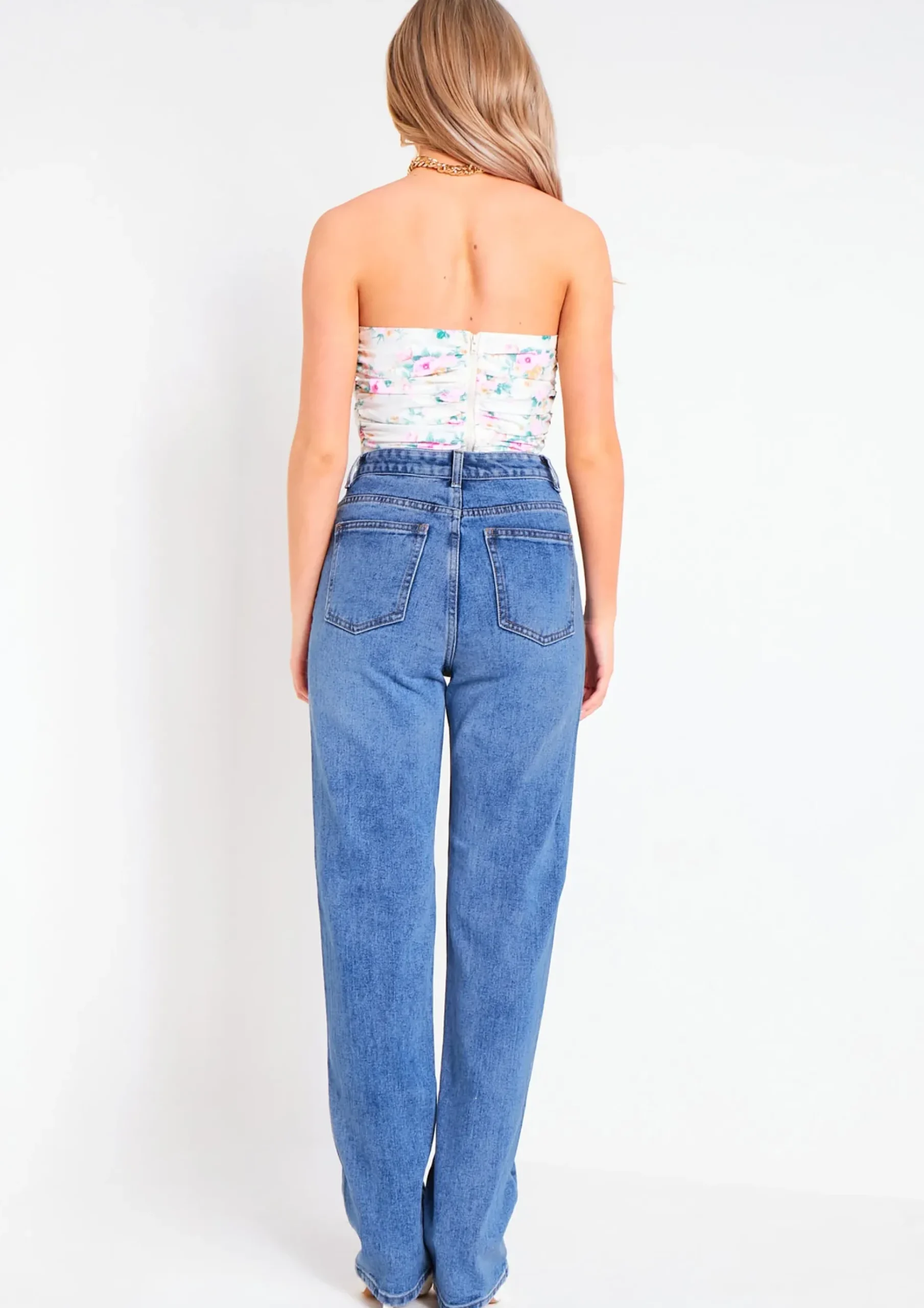 Ivy Blue Mid Wash Straight Leg Jeans^Missy Empire Sale