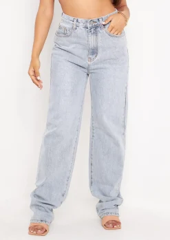 Ivy Pastel Blue Denim Straight Leg Jeans^Missy Empire Discount