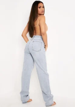 Ivy Pastel Blue Denim Straight Leg Jeans^Missy Empire Discount