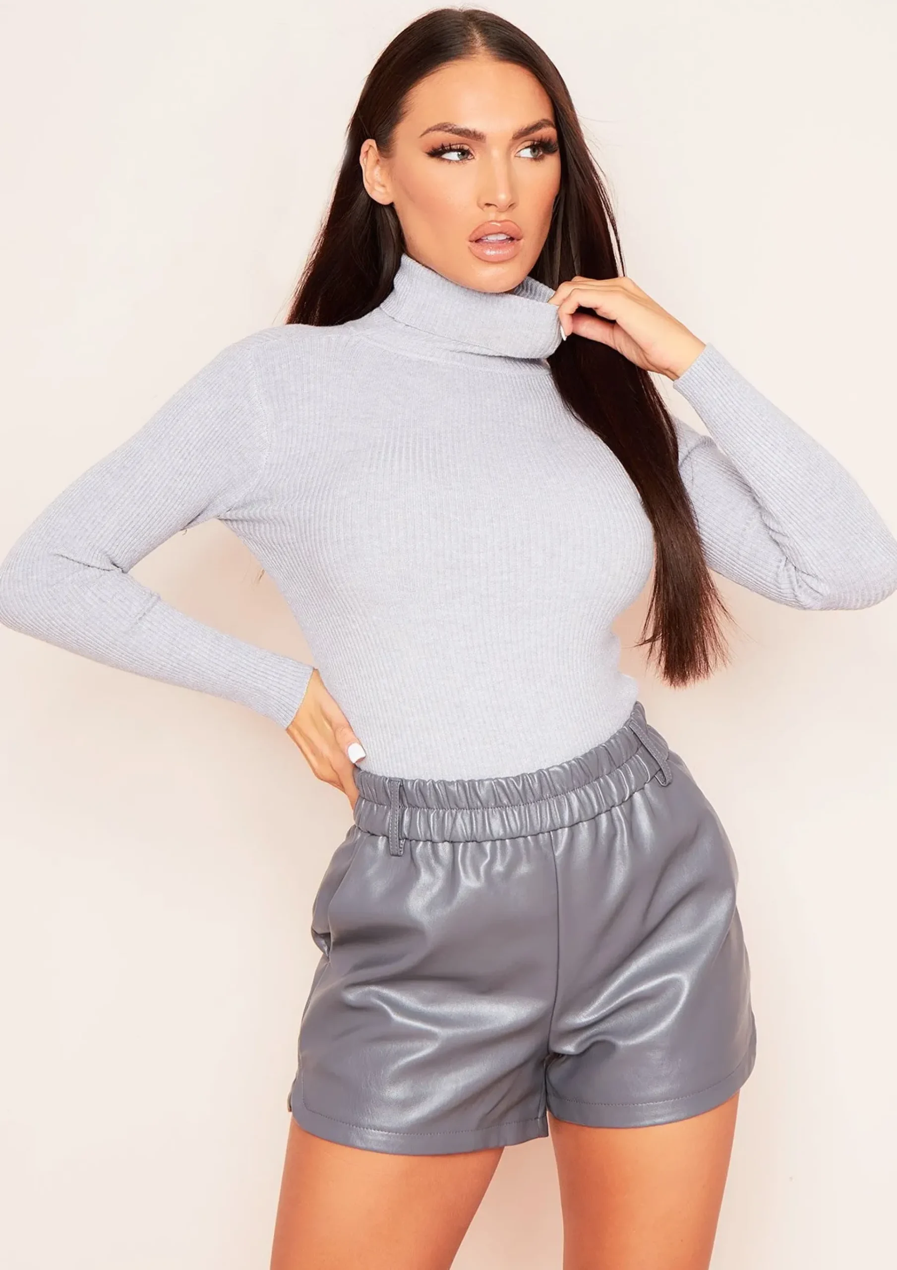 Jaley Grey Roll Neck Long Sleeve Top^Missy Empire Flash Sale