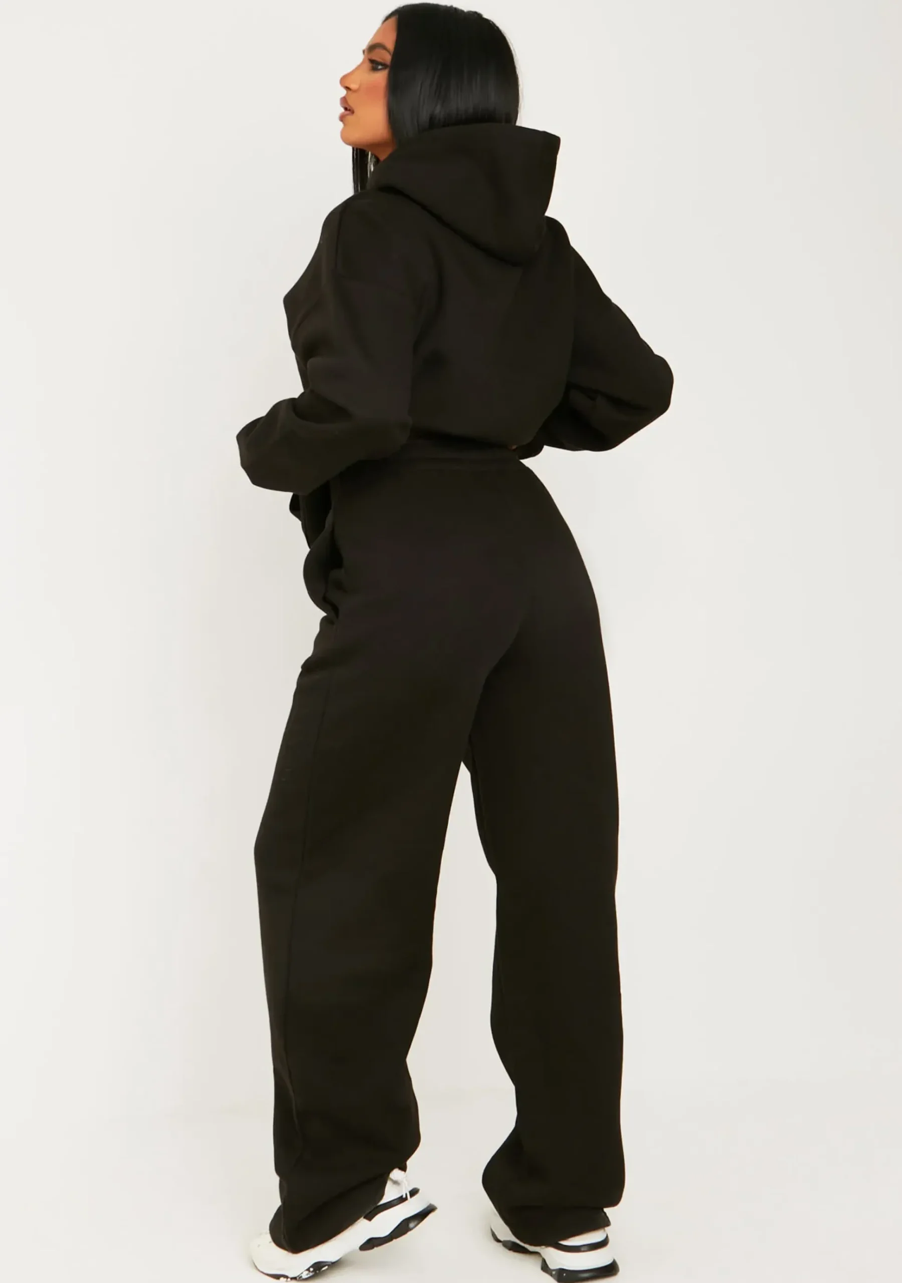 Cheap Jamilla Black Ski Paradise Embroidered Seam Front Wide Leg Jogger Women Tracksuits