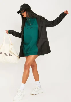 Outlet Jamilla Green Ski Paradise Embroidered Half Zip Sweater Dress Women Loungewear