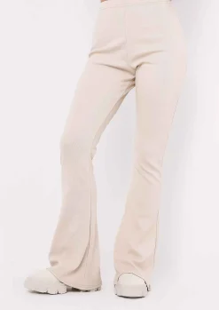 Best Jania Stone Thick Bandage Ribbed Flared Trousers Women Trousers