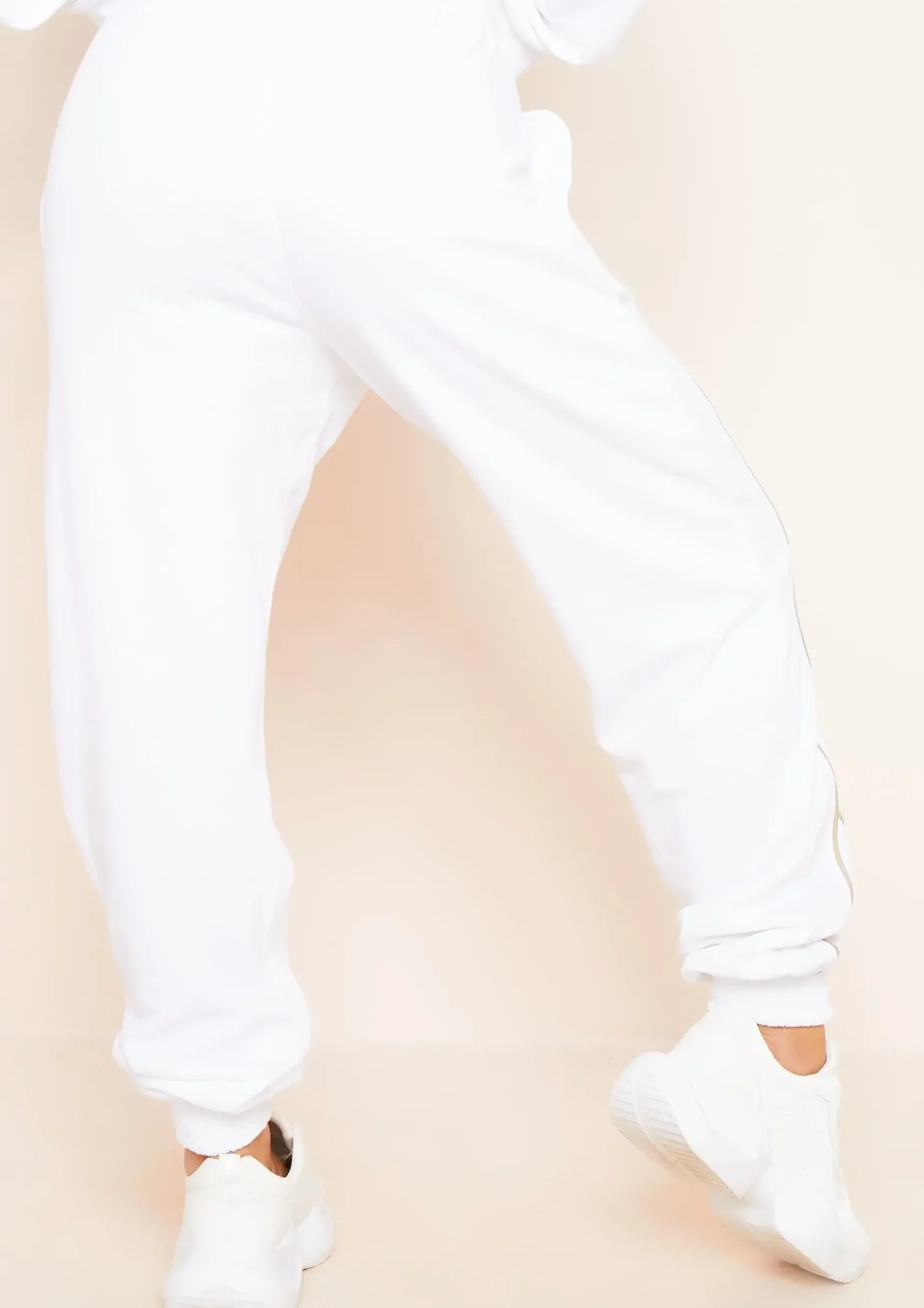Clearance Jasmin White Contrast Binding Detail Jogger Women Loungewear