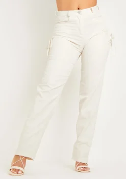 Clearance Jazlyn Sand Lace Up Straight Leg Trousers Women Trousers