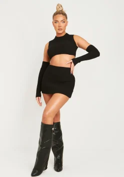 Jeni Black Knitted Micro Mini Skirt^Missy Empire Cheap
