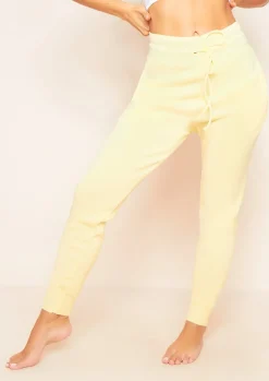 Outlet Jenniya Lemon Yellow Knitted Jogger Bottoms Women Loungewear