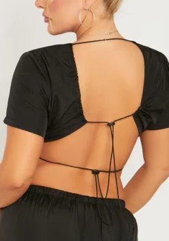 Jess Black Shell Toggle Back Crop Top^Missy Empire Sale