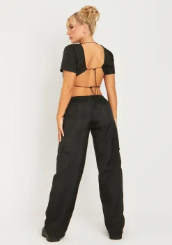 Jess Black Shell Toggle Back Crop Top^Missy Empire Sale