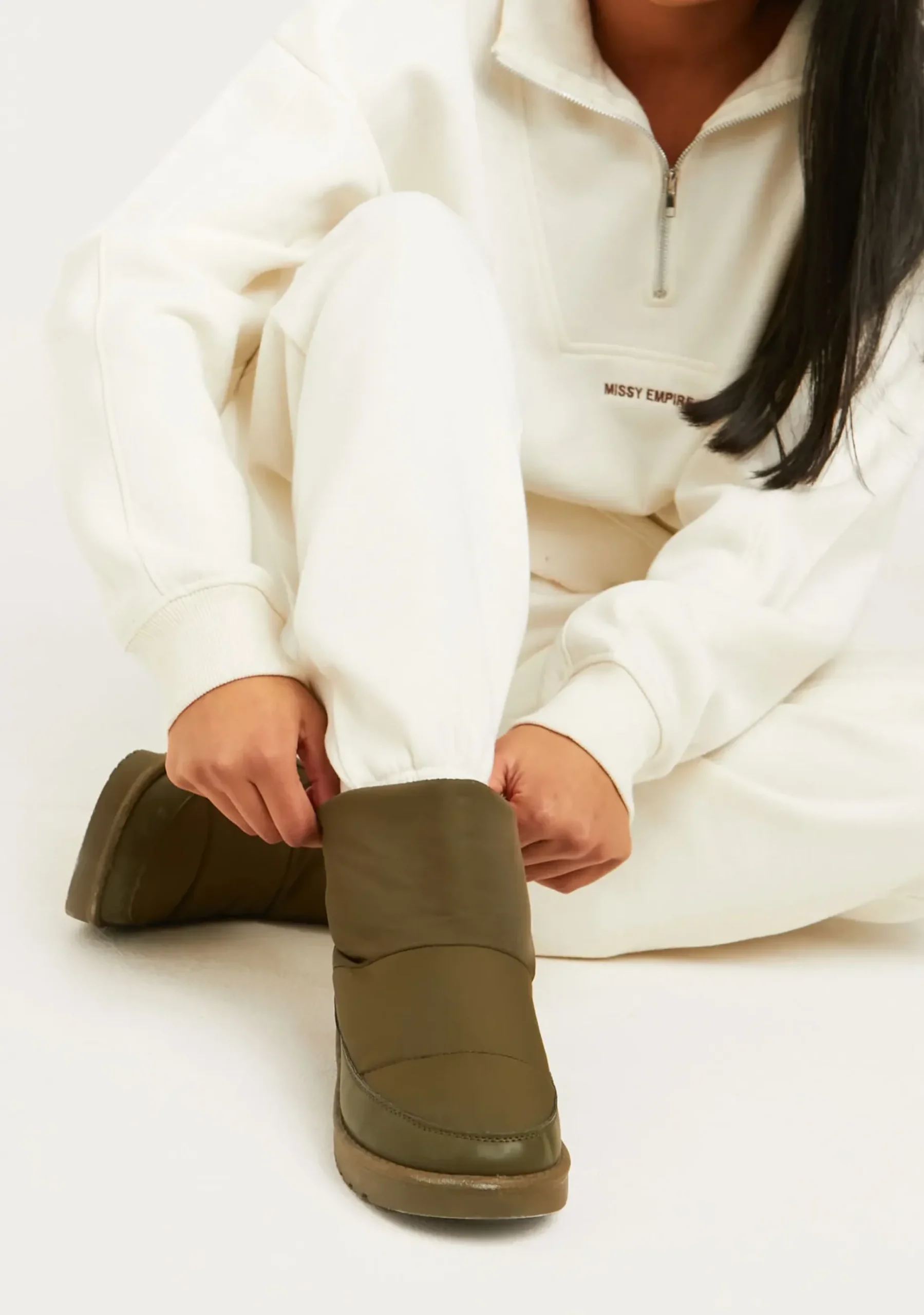Shop Jianna Cream Embroidered Cuffed Joggers Women Tracksuits