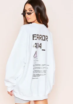 Joanna White Error Graphic Oversized Sweatshirt^Missy Empire Outlet