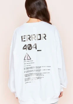Joanna White Error Graphic Oversized Sweatshirt^Missy Empire Outlet
