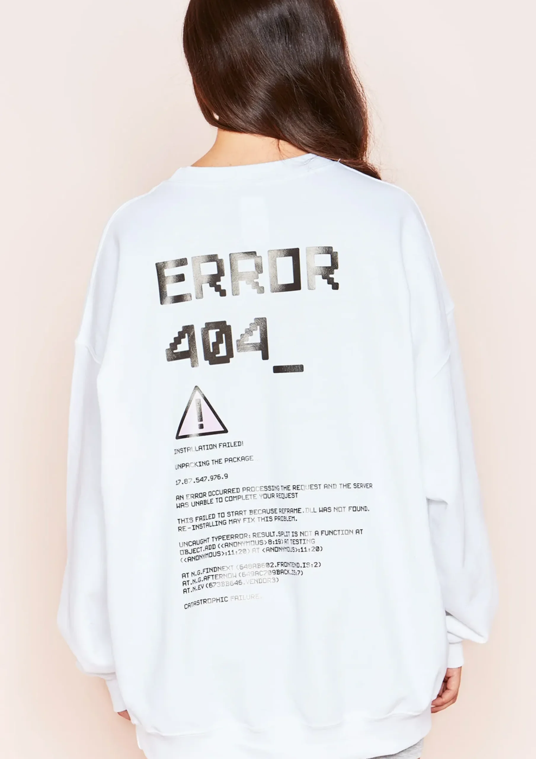 Joanna White Error Graphic Oversized Sweatshirt^Missy Empire Outlet