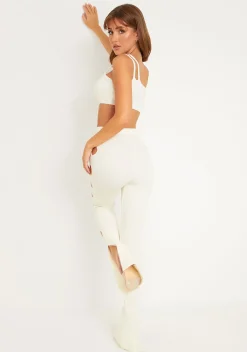 Jordynn Cream Knitted One Shoulder Crop Top^Missy Empire Hot