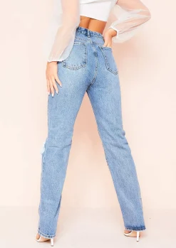 Juditha Denim Ripped Knee Straight Leg Jeans^Missy Empire Store