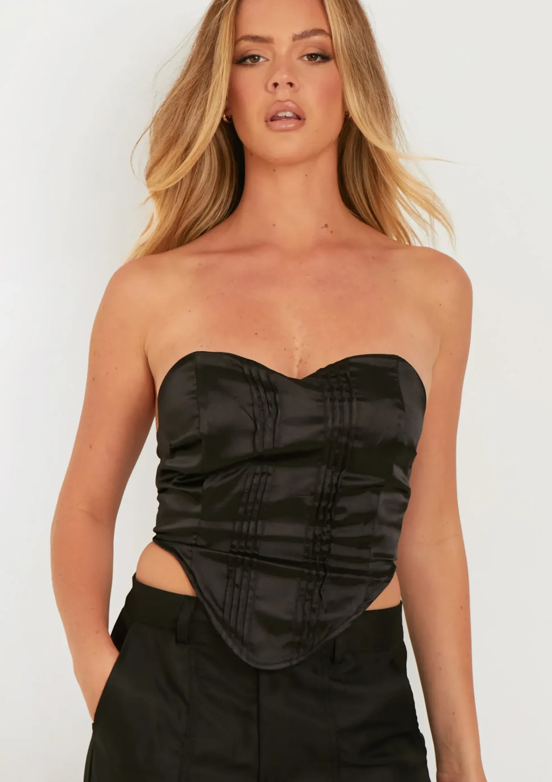 Julieta Black Satin Corset^Missy Empire Store