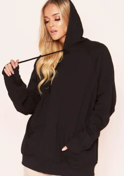 Justine Black Ghetto Express Slogan Oversized Hoodie^Missy Empire Cheap