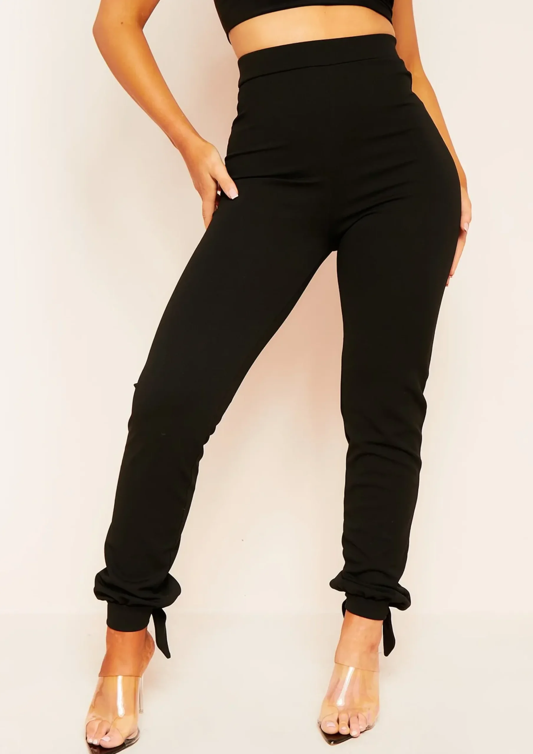 Flash Sale Kadri Black Tie Hem Plain Trousers Women Trousers