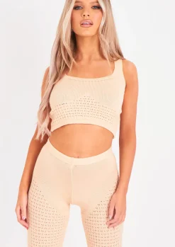 Kaliyah Beige Fine Knit Crop Top^Missy Empire New