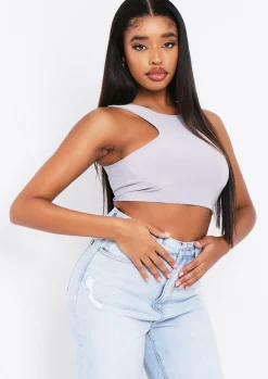 Kandee Grey Extreme Racer Crop Top^Missy Empire Online