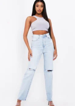 Kandee Grey Extreme Racer Crop Top^Missy Empire Online