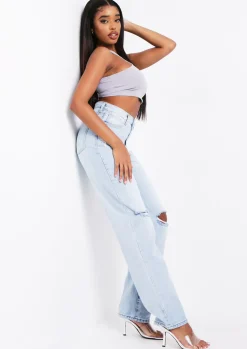 Kandee Grey Extreme Racer Crop Top^Missy Empire Online