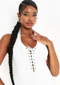 Online Kassie Ivory Halterneck Lace Up Jumpsuit Women Jumpsuits & Playsuits