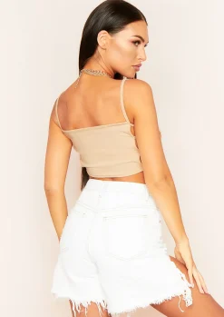 Kate Nude Strappy Cut Out Sides Crop Top^Missy Empire Best
