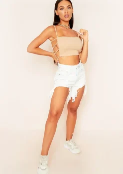 Kate Nude Strappy Cut Out Sides Crop Top^Missy Empire Best